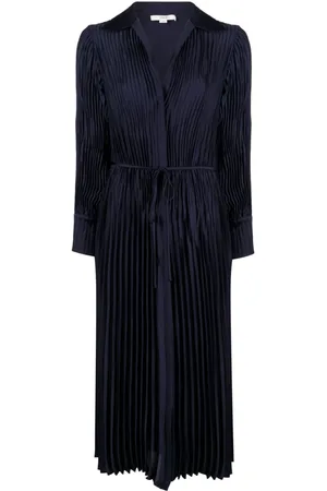 Vince Long-sleeve pleated shirtdress