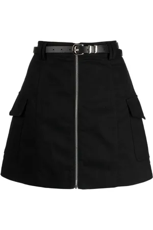 tout a coup Belted zip-up A-line skirt