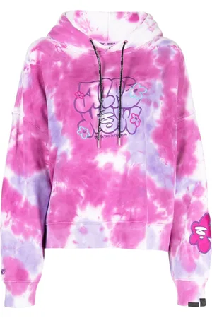 A Bathing Ape Logo-embroidered tie-dye hoodie