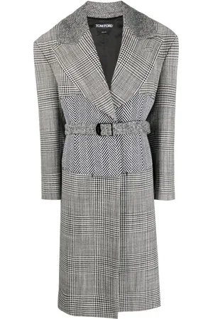 Tom Ford Houndstooth-pattern belted coat