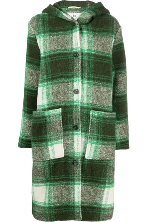 Woolrich Checked hooded wool-blend coat