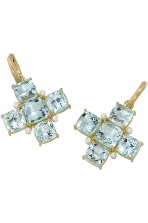 Irene Neuwirth 18kt yellow One-Of-A-Kind aquamarine pearl drop earrings