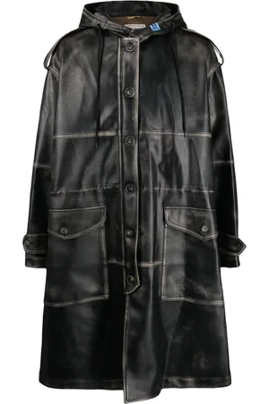 Maison Mihara Yasuhiro Faux-leather single-breasted coat