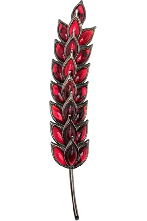 Saint Laurent 1990s resin-embellished leaf pin