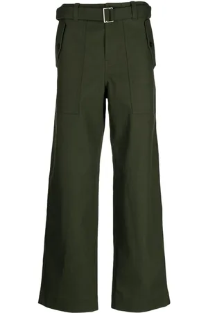 Maison Kitsuné Belted-waist straight-leg trousers