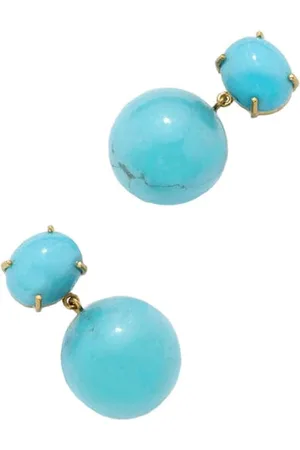 Irene Neuwirth 18kt yellow Gumball turquoise drop earrings