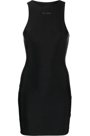 ROTATE Rhinestone-logo jersey minidress