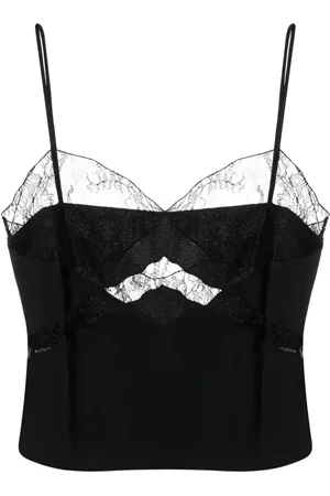The Andamane Narcisa lace-trim crop top