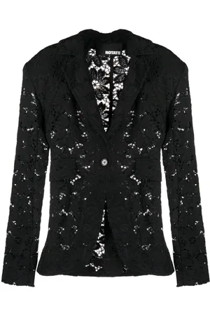 ROTATE Floral-lace single-breasted blazer