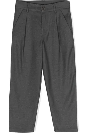 DOUUOD KIDS Box-pleat tapered cotton trousers
