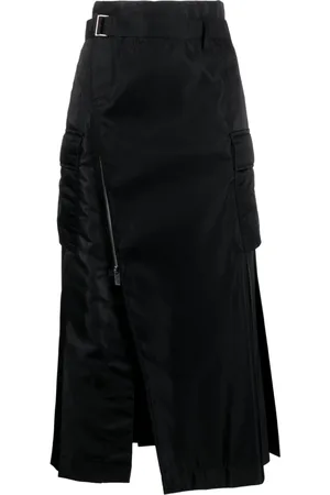 SACAI Ruffle-trim asymmetric pleated midi skirt