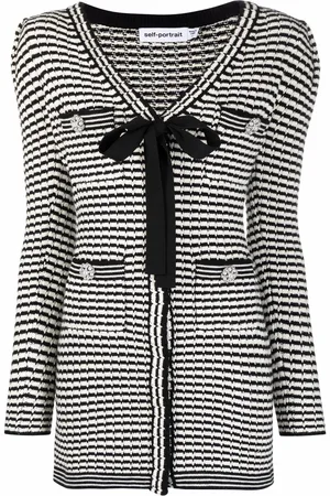 Self-Portrait Stripe-detail knitted dress