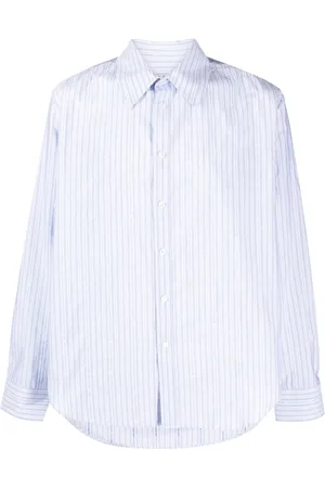 MARTINE ROSE Striped logo-print cotton shirt
