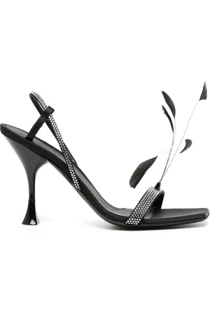 3Juin Elettra 100mm feather-detail leather sandals