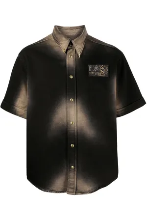 Roberto Cavalli Logo-patch faded-print shirt