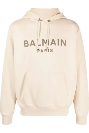 Balmain Retro Monogram Logo Cotton Hoodie In Multicolor