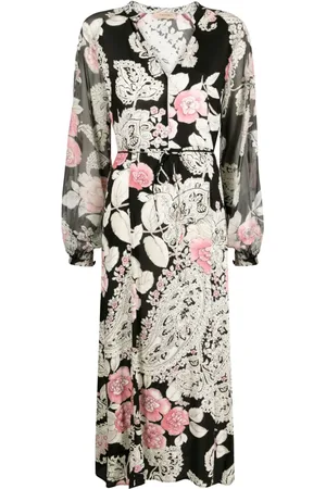 Twin-Set Floral-print V-neck midi dress