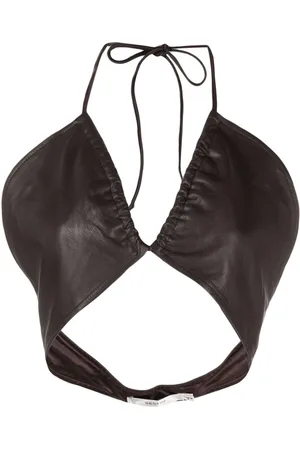 Gestuz Halterneck V-neck leather top