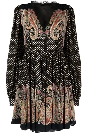 Etro Lace-trim polka-dot flared dress