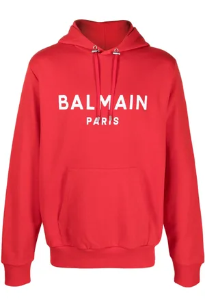 Balmain Retro Monogram Logo Cotton Hoodie In Multicolor