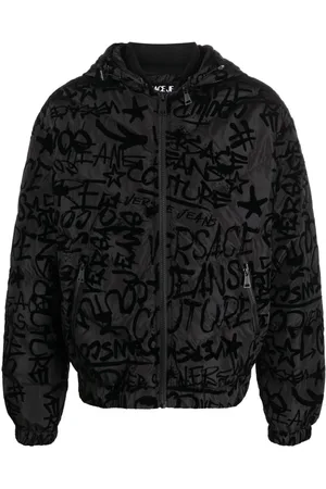 VERSACE Graffiti-print flocked hooded jacket