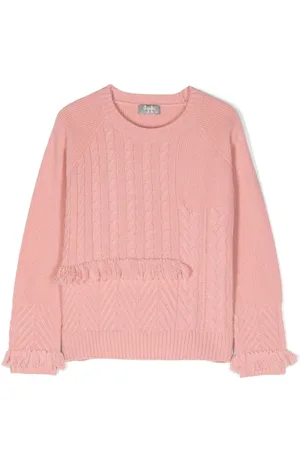 Il gufo Frayed-detailing cable-knit jumper