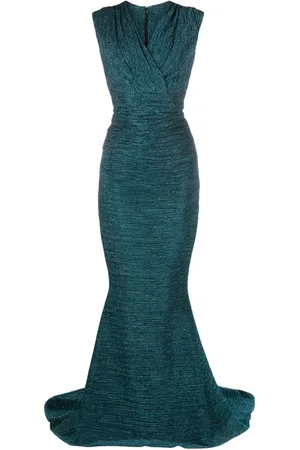 TALBOT RUNHOF Glitter-detail V-neck gown dress