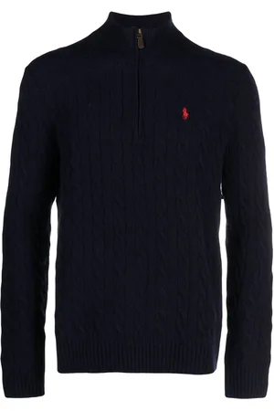 Ralph Lauren Logo-embroidered cable-knit half-zip jumper