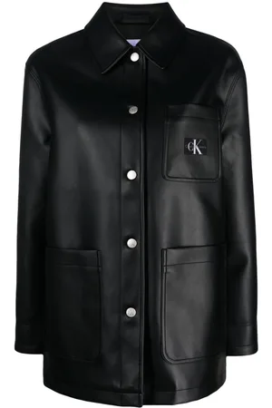 Calvin Klein Logo-patch faux-leather jacket