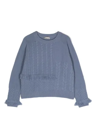 Il gufo Frayed-detail cable-knit jumper