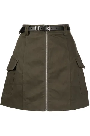 tout a coup Belted zip-up A-line skirt
