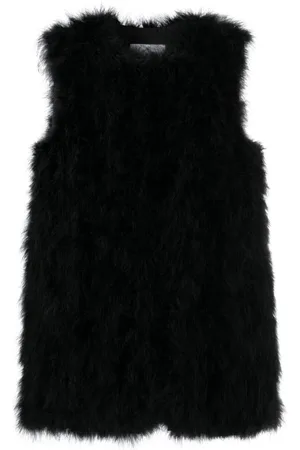 YVES SALOMON Sleeveless feather silk coat
