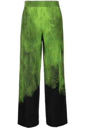 Victoria Beckham Feather-print silk trousers