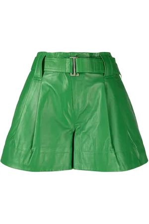 Ganni Belted pleat-detail shorts