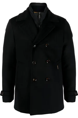 MOORER Double-breasted layered peacoat
