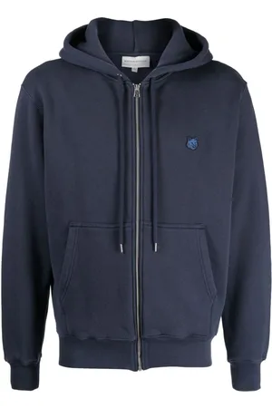 Maison Kitsuné Fox-patch cotton drawstring hoodie