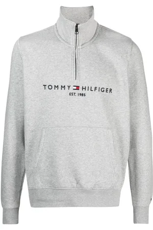 Tommy Hilfiger half zip monogram logo jumper in cream