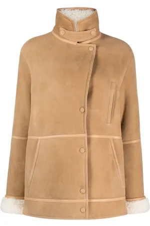 YVES SALOMON Shearling-trim press-stud jacket