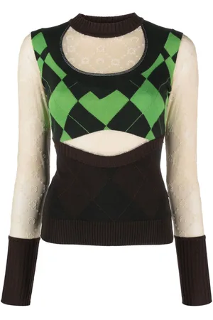 Marine Serre Regenerated patchwork jumper