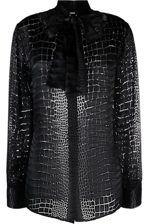 VERSACE Devoré-effect pussy-bow blouse