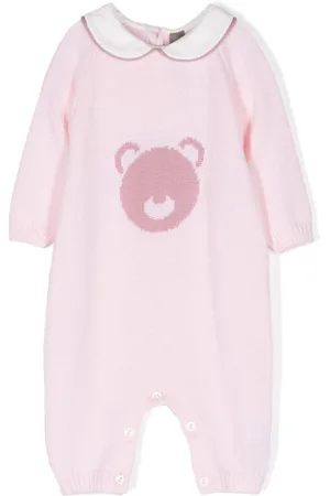 LITTLE BEAR Bear-motif virgin wool romper