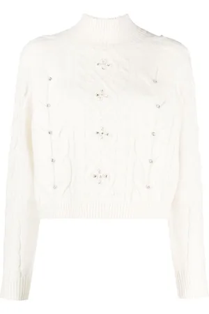 Twin-Set Crystal-embellished cable-knit jumper
