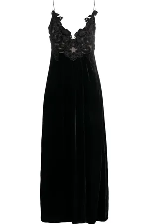 ZIMMERMANN Floral-embellished velvet A-line dress
