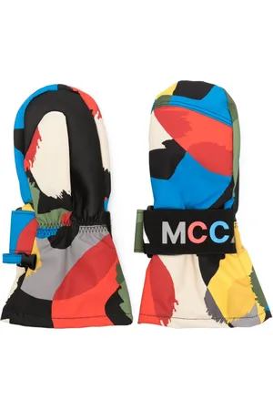 Stella McCartney Smudge-print logo-tape mittens