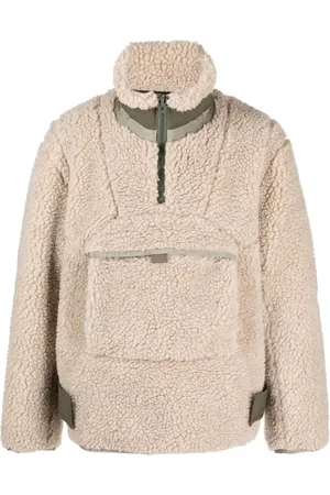 SACAI Faux-shearling zip-pocket sweatshirt