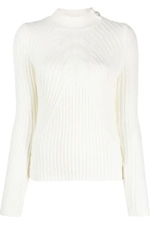 Liu Jo Embellished-button ribbed-knit jumper