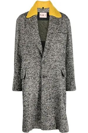 Plan C Detachable-collar single-breasted midi coat