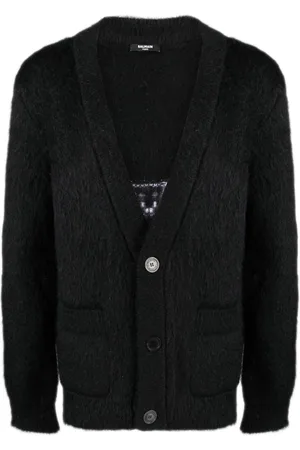 Balmain Logo-intarsia V-neck cardigan