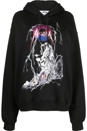 Msgm Graphic-print cotton hoodie
