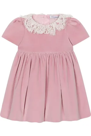 Dolce & Gabbana Logo-embroidered lace-collar flared dress